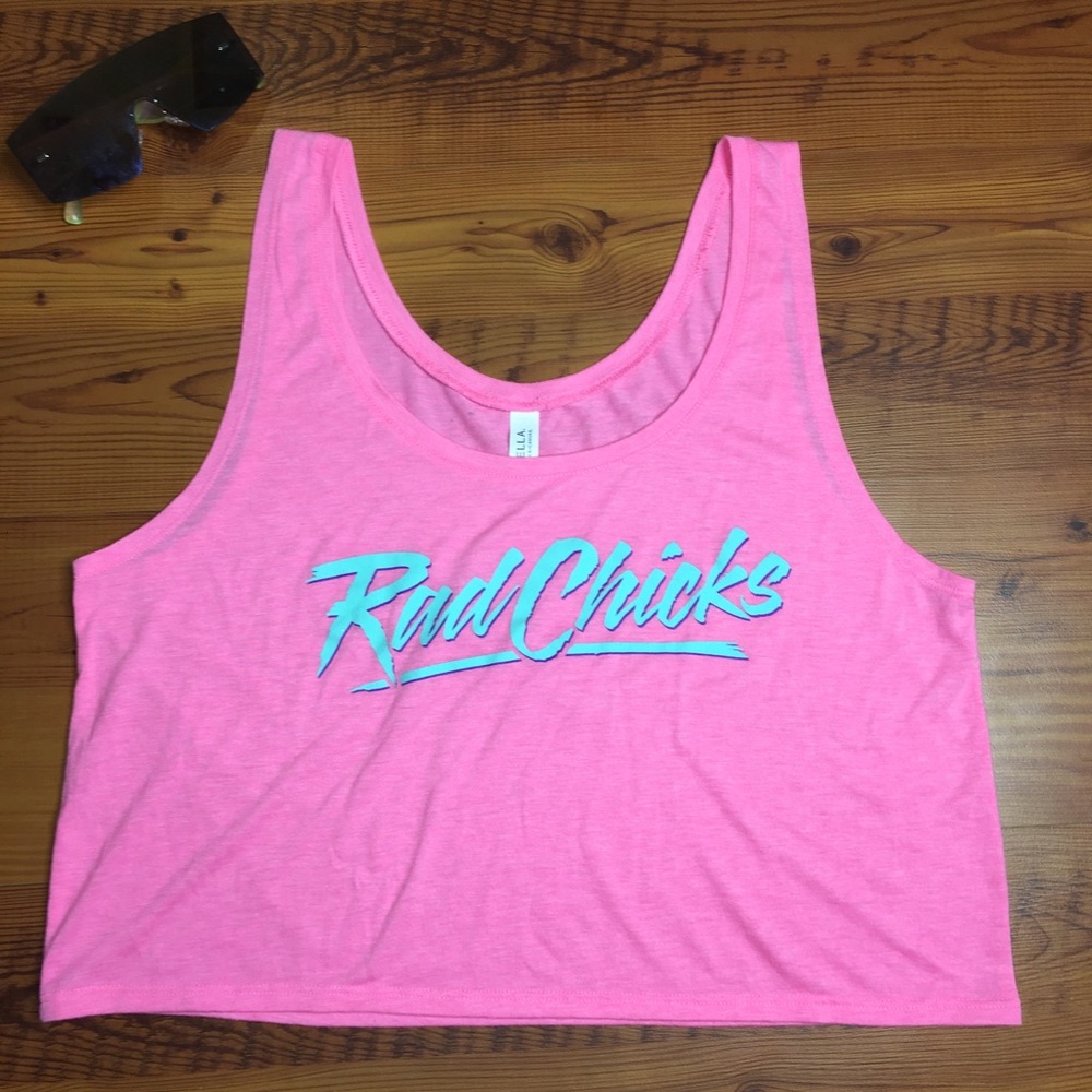Hot Pink 💕 Rad Chicks Crop Muscle Tank Top